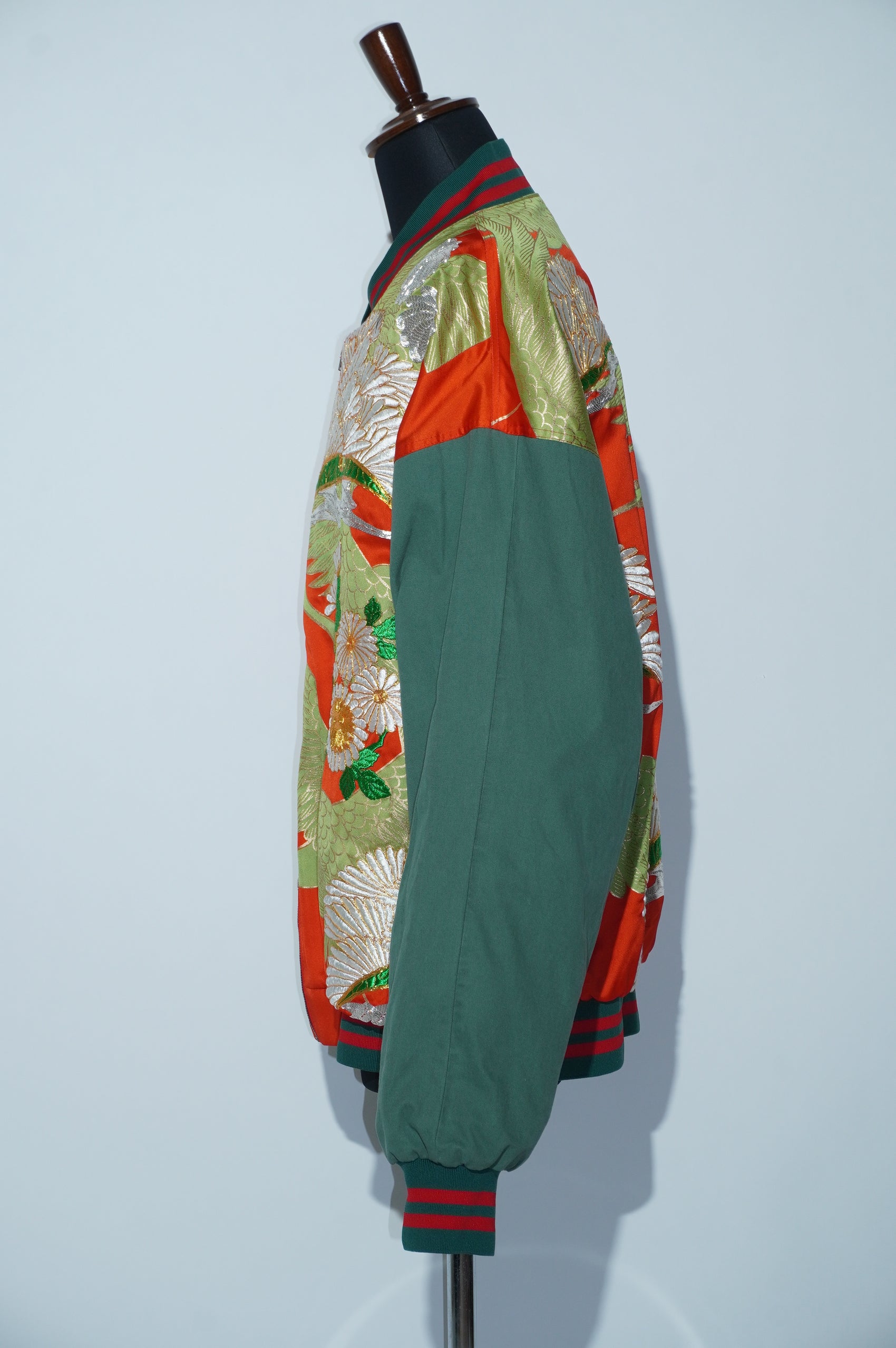 Uchikake x Cotton Pants Remade Bomber Jacket - Crane & Chrysanthemum