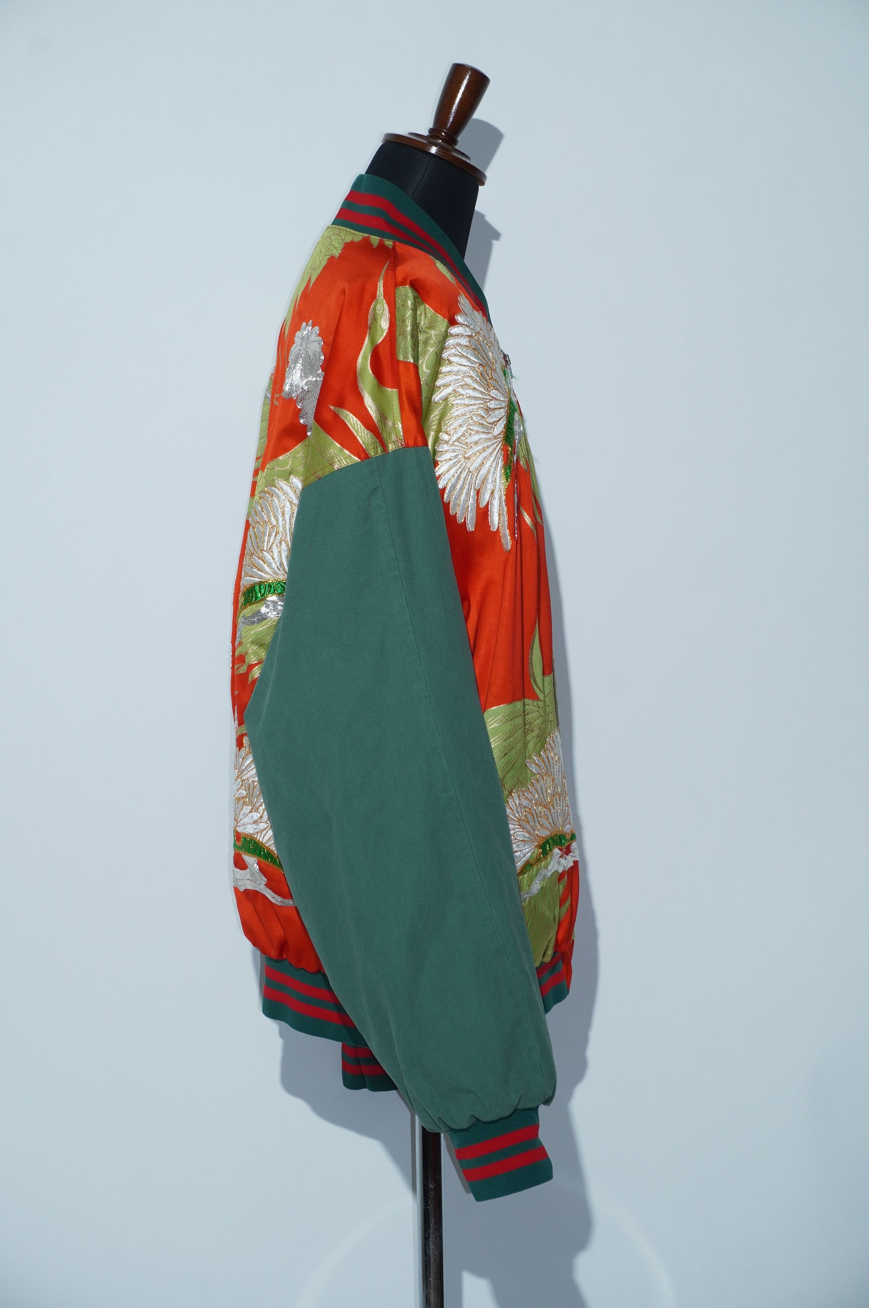 Uchikake x Cotton Pants Remade Bomber Jacket - Crane & Chrysanthemum