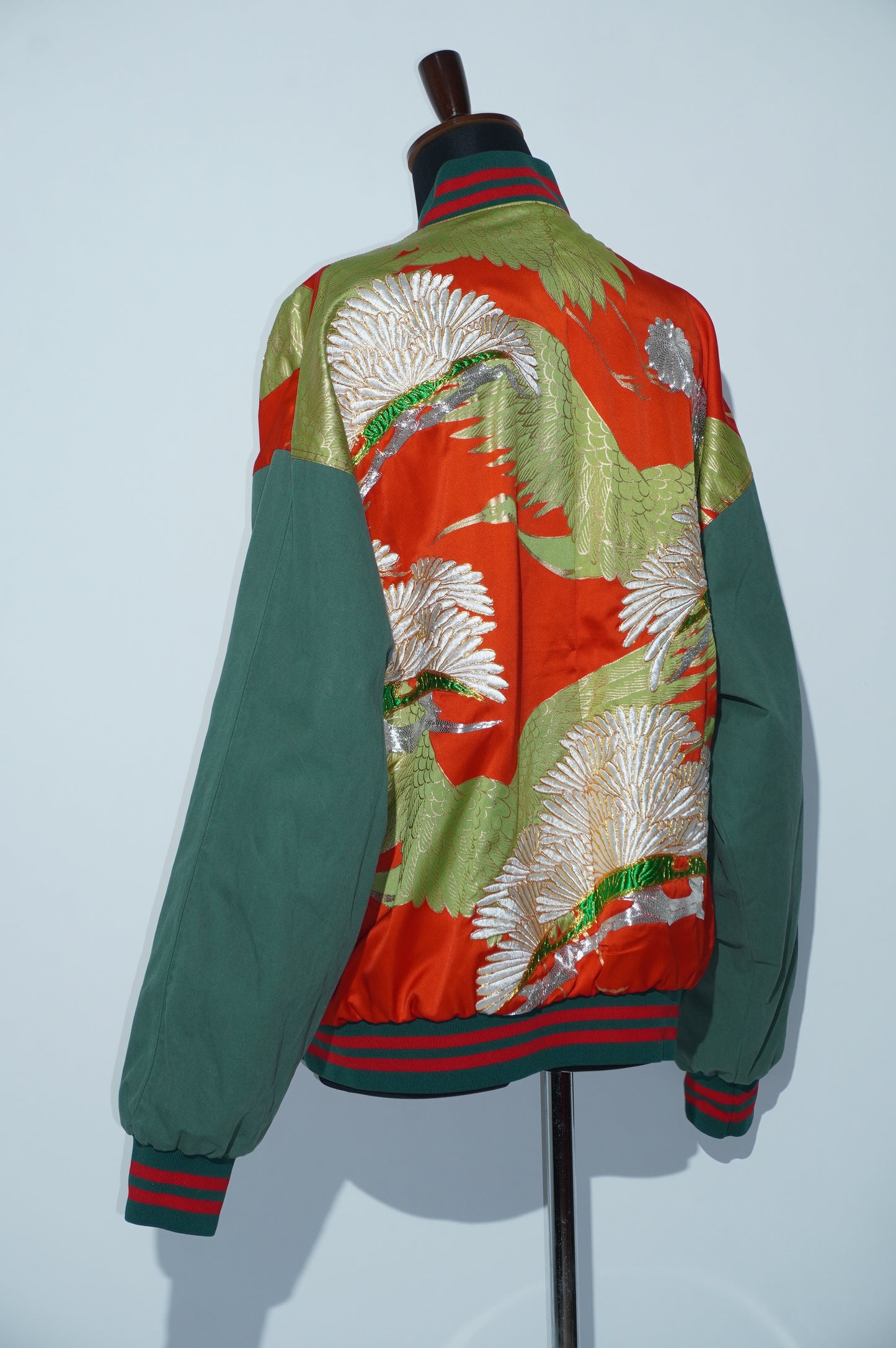 Uchikake x Cotton Pants Remade Bomber Jacket - Crane & Chrysanthemum