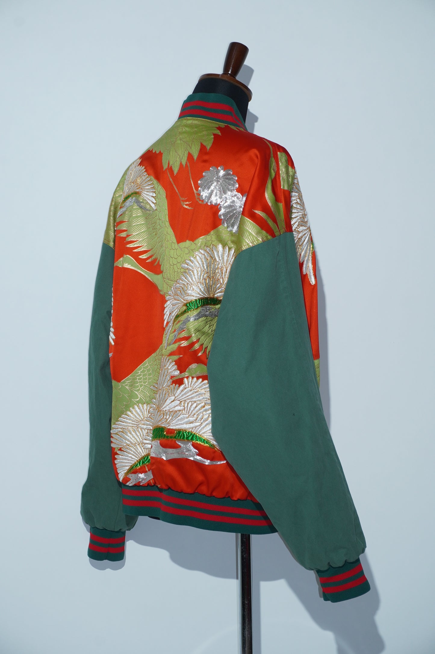 Uchikake x Cotton Pants Remade Bomber Jacket - Crane & Chrysanthemum